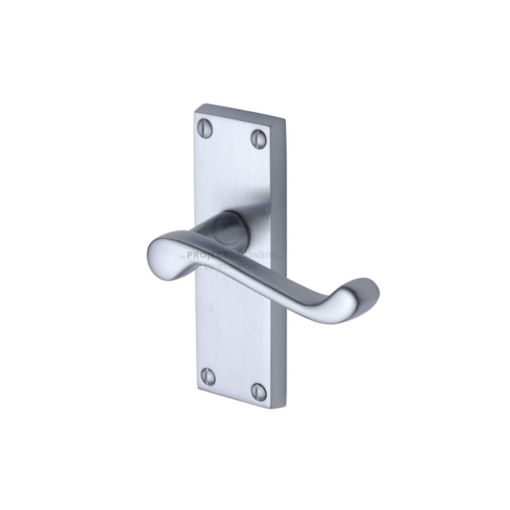 Project Hardware Door Furniture Satin Chrome / Latch Handles Project Hardware - Door Handle Lever Latch Malvern Short Design Satin Chrome Fini