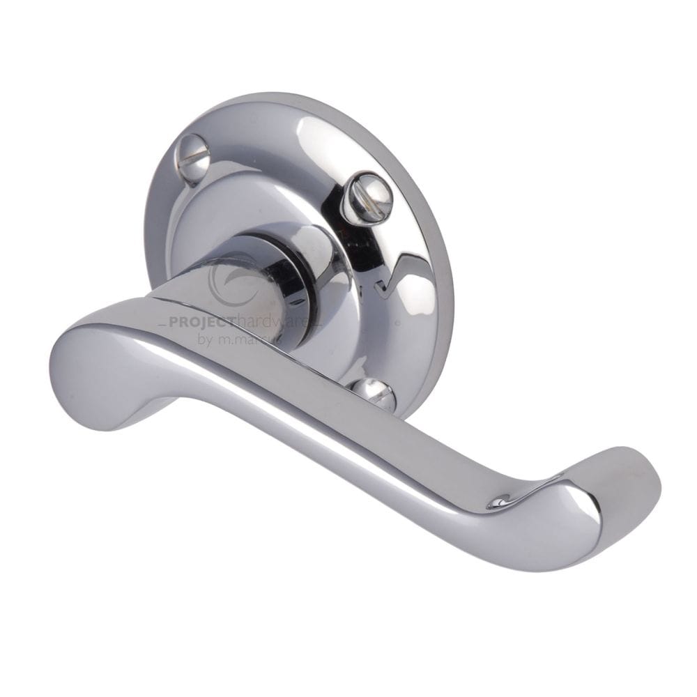 Project Hardware Door Furniture Polished Chrome / Round Rose Project Hardware - Door Handle Lever Latch on Round Rose Malvern Design Polished Chr