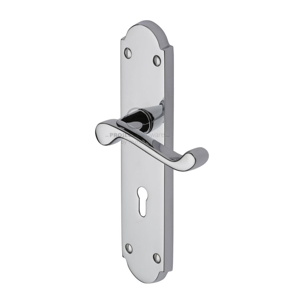 Project Hardware Door Furniture Polished Chrome / Std. Lock Handles Project Hardware - Door Handle Lever Lock Kensington Design Polished Chrome Finish