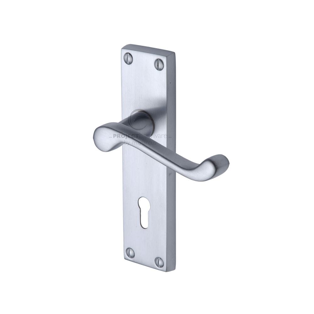 Project Hardware Door Furniture Satin Chrome / Std. Lock Handles Project Hardware - Door Handle Lever Lock Malvern Design Satin Chrome Finish