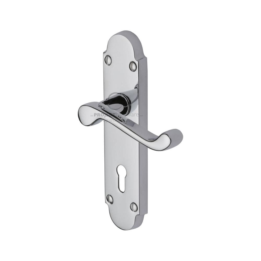 Project Hardware Door Furniture Polished Chrome / Std. Lock Handles Project Hardware - Door Handle Lever Lock Milton Design Polished Chrome Finish