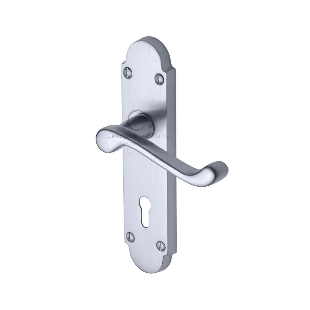 Project Hardware Door Furniture Satin Chrome / Std. Lock Handles Project Hardware - Door Handle Lever Lock Milton Design Satin Chrome Finish