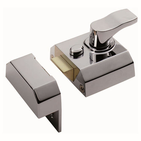 This is an image of a Eurospec - Contract Rim Cylinder Nightlatch 40mm - Polished Chrome that is availble to order from Trade Door Handles in Kendal.