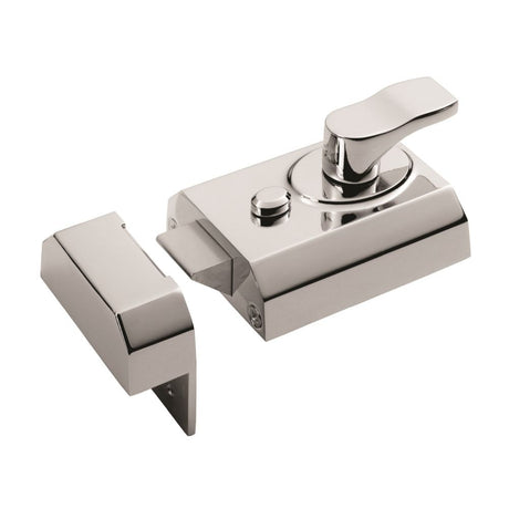 This is an image of a Eurospec - Contract Rim Cylinder Nightlatch 60mm - Polished Chrome that is availble to order from Trade Door Handles in Kendal.