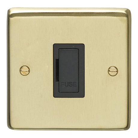This is an image showing Eurolite Stainless Steel Unswitched Fuse Spur - Satin Brass (With Black Trim) sbuswfb available to order from trade door handles, quick delivery and discounted prices.