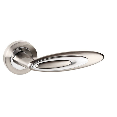 Senza Pari Door Furniture Satin Nickel/Polished Chrome / Round Rose Senza Pari Elisse Designer Lever on Round Rose - Satin Nickel/Polished Chrome