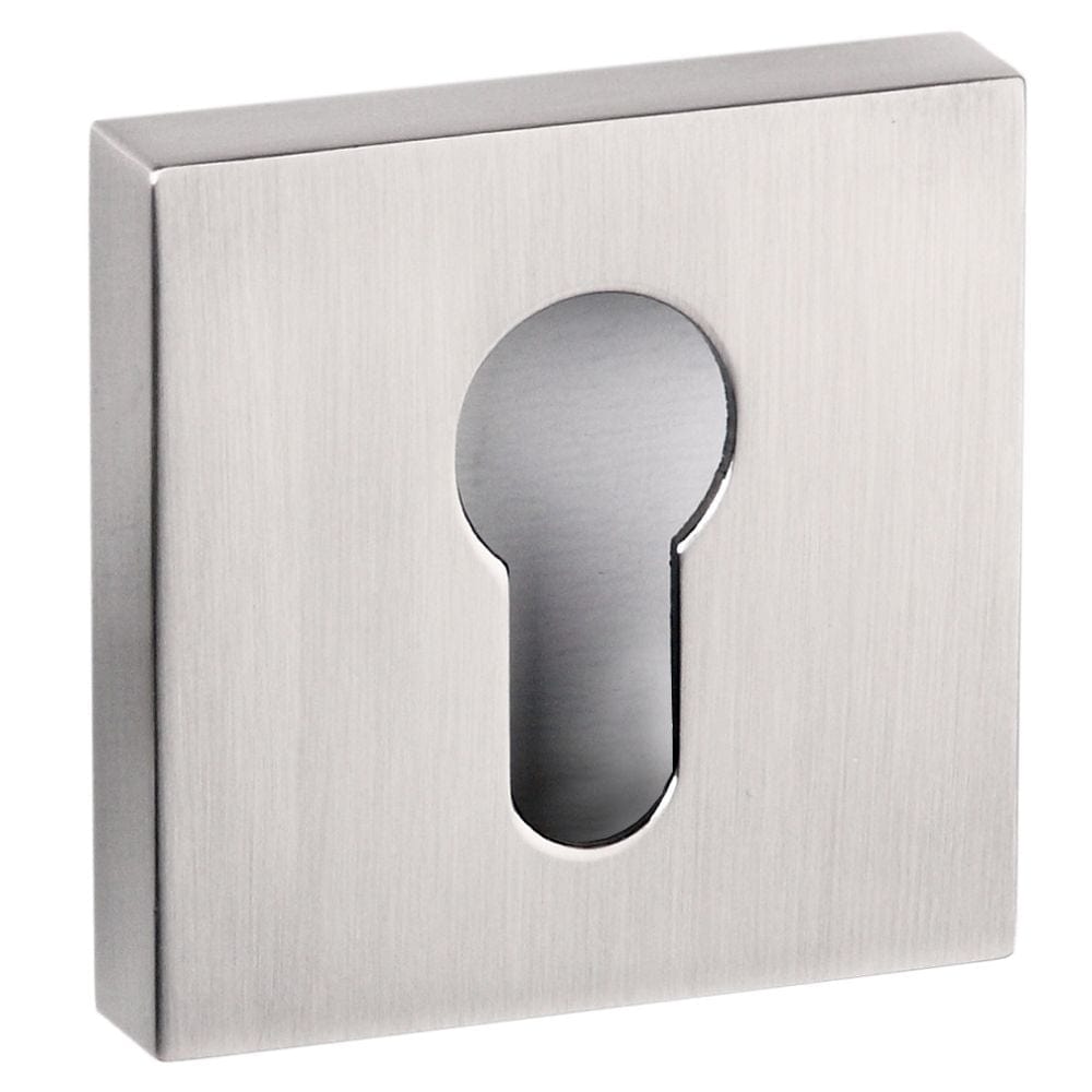 Senza Pari Door Furniture Satin Nickel / Euro Profile Escutcheons Senza Pari Euro Escutcheon on Flush Square Rose - Satin Nickel