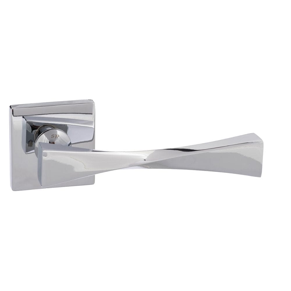 Senza Pari Door Furniture Polished Chrome / Square Rose Senza Pari Guido Designer Lever on Flush Square Rose - Polished Chrome