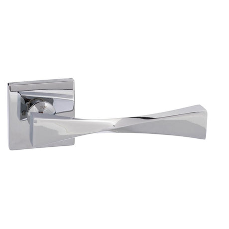 Senza Pari Door Furniture Polished Chrome / Square Rose Senza Pari Guido Designer Lever on Flush Square Rose - Polished Chrome