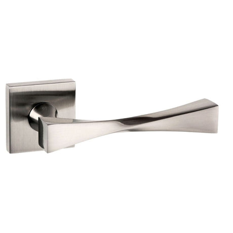Senza Pari Door Furniture Satin Nickel / Square Rose Senza Pari Guido Designer Lever on Flush Square Rose - Satin Nickel
