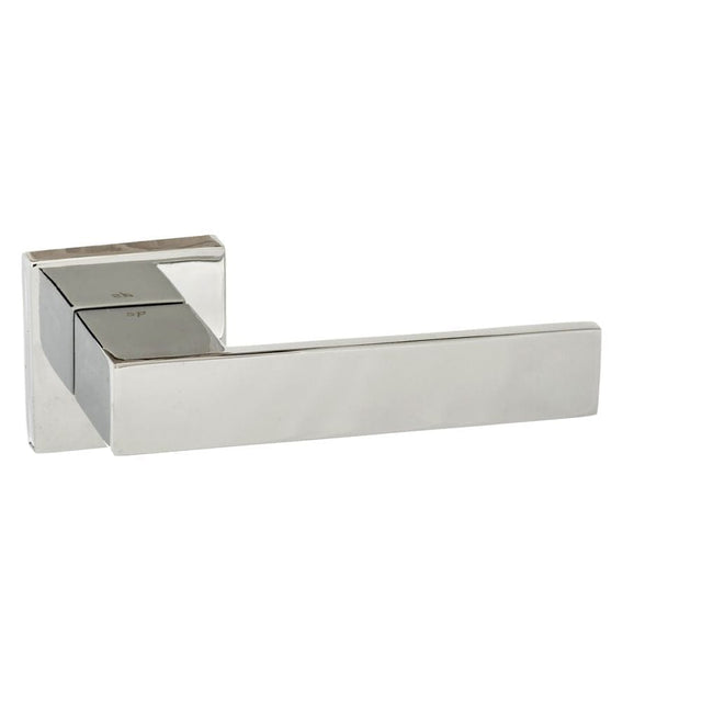 Senza Pari Door Furniture Polished Chrome / Square Rose Senza Pari Panetti Designer Lever on Flush Square Rose - Polished Chrome