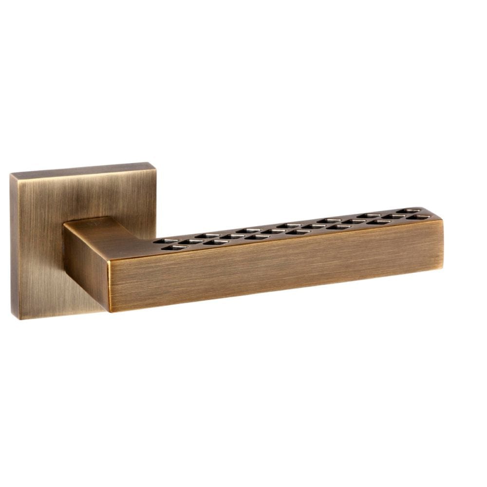 Senza Pari Door Furniture Weathered Antique Bronze / Square Rose Senza Pari Pianni Designer Lever on Flush Square Rose - Weathered Antique Bronze