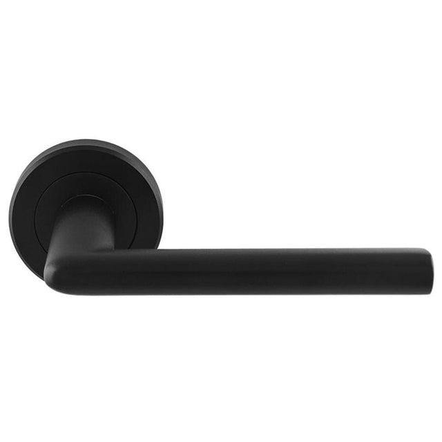 Carlisle Brass Door Furniture Matt Black / Round Rose Serozzetta - Dieci Lever on Rose - Matt Black