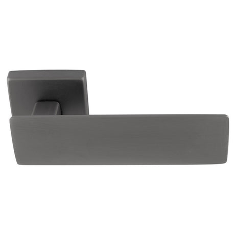 This is an image of a Manital - Spring Lever on Square Rose - Anthracite sg5ant that is availble to order from Trade Door Handles in Kendal.