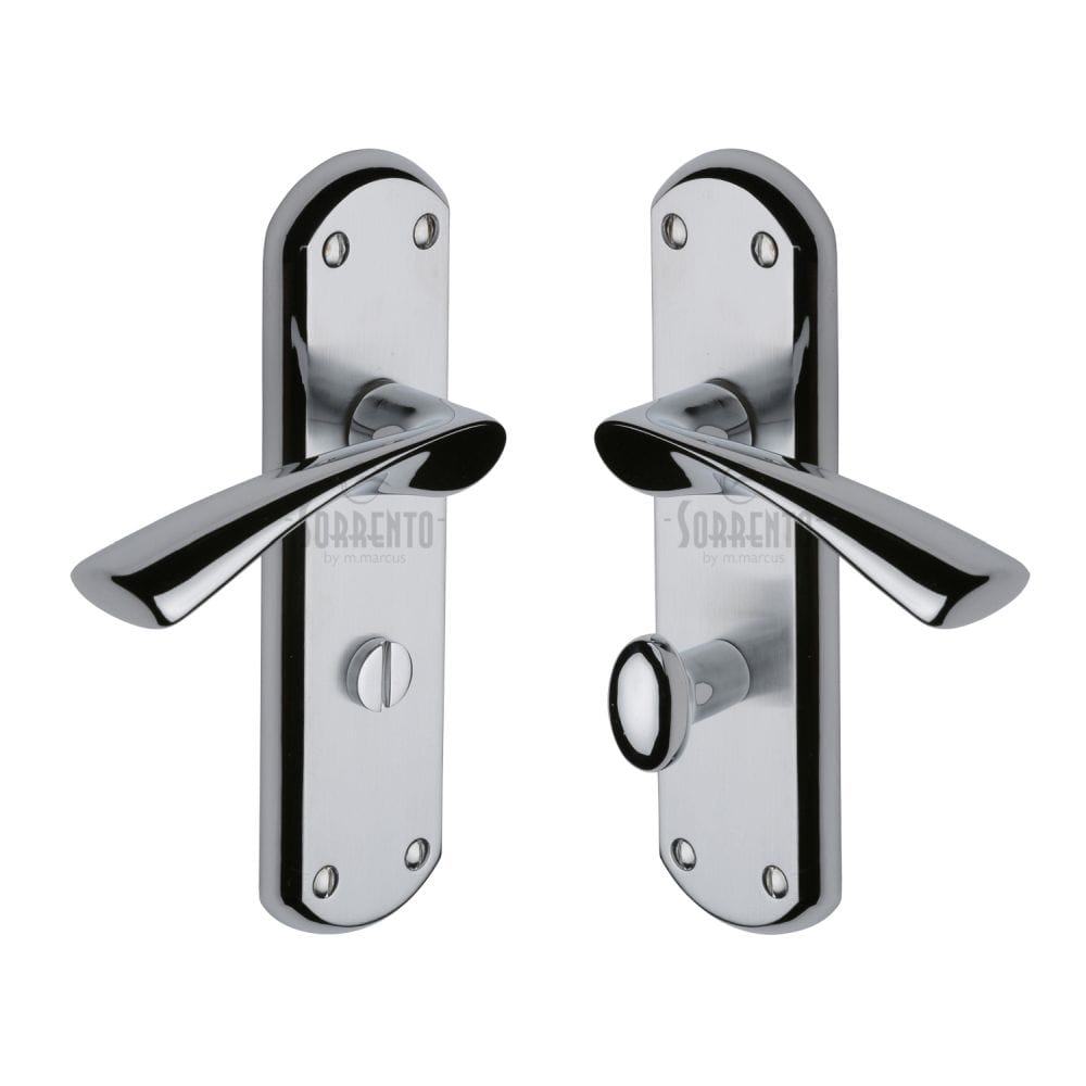 Sorrento Door Furniture Apollo Dual Finish,Satin Chrome/Polished Chrome / Bathroom Lock Handles Sorrento - Door Handle Bathroom Atlanta Design Apollo Finish
