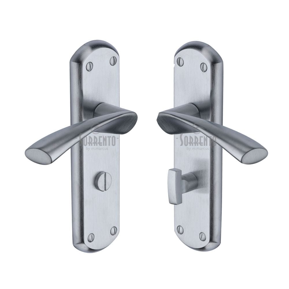 Sorrento Door Furniture Satin Chrome / Bathroom Lock Handles Sorrento - Door Handle Bathroom Atlanta Design Satin Chrome Finish
