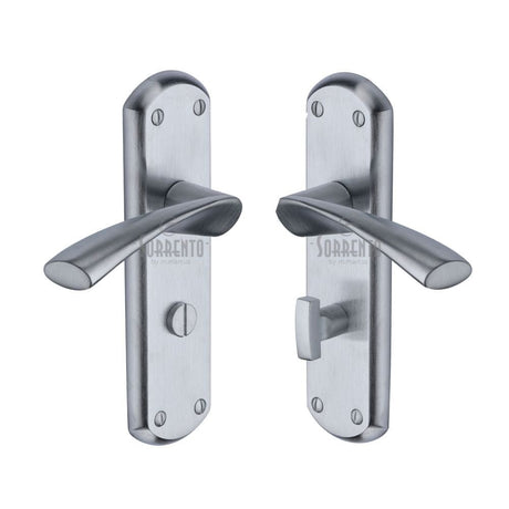 Sorrento Door Furniture Satin Chrome / Bathroom Lock Handles Sorrento - Door Handle Bathroom Atlanta Design Satin Chrome Finish