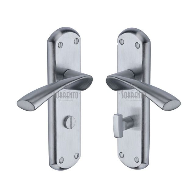 Sorrento Door Furniture Satin Chrome / Bathroom Lock Handles Sorrento - Door Handle Bathroom Atlanta Design Satin Chrome Finish