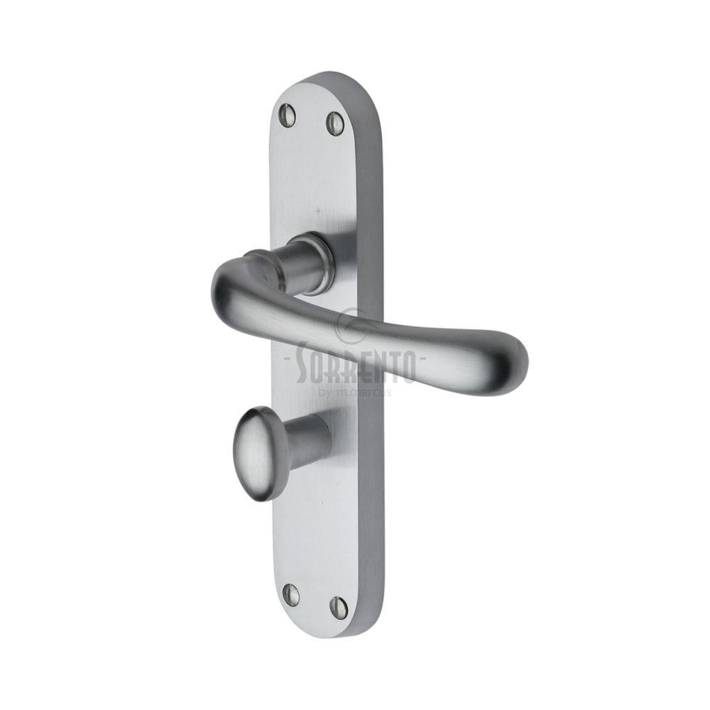 Sorrento Door Furniture Satin Chrome / Bathroom Lock Handles Sorrento - Door Handle for Bathroom Donna Design Satin Chrome Finish