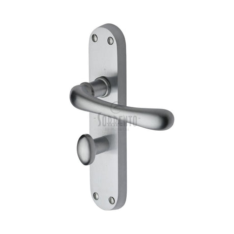Sorrento Door Furniture Satin Chrome / Bathroom Lock Handles Sorrento - Door Handle for Bathroom Donna Design Satin Chrome Finish