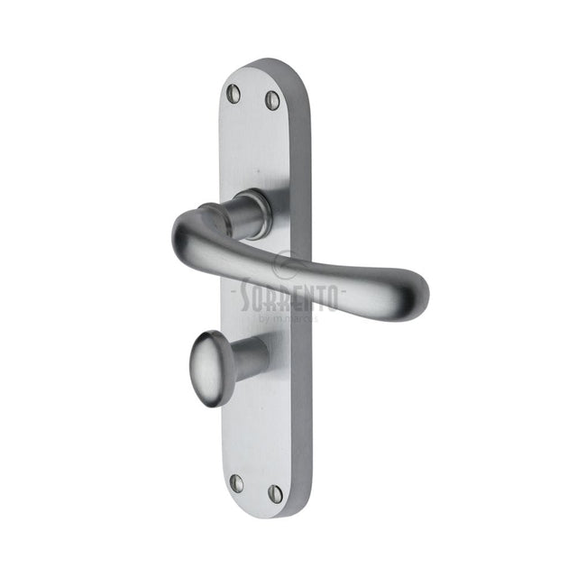 Sorrento Door Furniture Satin Chrome / Bathroom Lock Handles Sorrento - Door Handle for Bathroom Donna Design Satin Chrome Finish