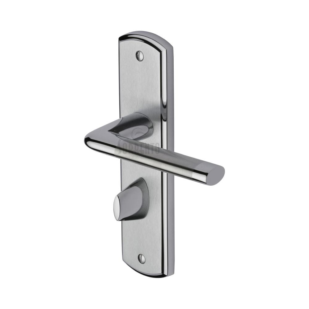 Sorrento Door Furniture Apollo Dual Finish,Satin Chrome/Polished Chrome / Bathroom Lock Handles Sorrento - Door Handle for Bathroom Lena Design Apollo Finish