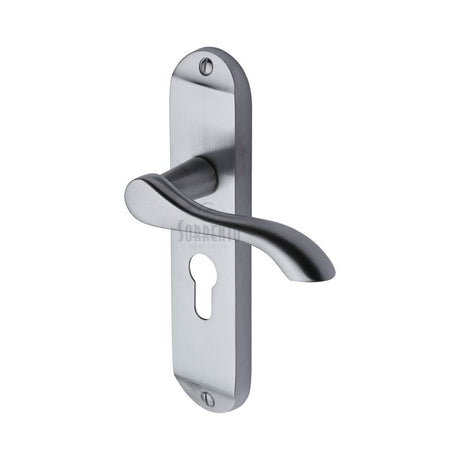 Sorrento Door Furniture Satin Chrome / Euro Profile Lock Handles Sorrento - Door Handle for Euro Profile Plate Aurora Design Satin Chrome Finish