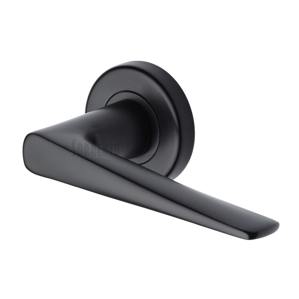 Sorrento Door Furniture Matt Black / Round Rose Sorrento - Door Handle Lever Latch on Round Rose Amalfi Design Matt Black Finish