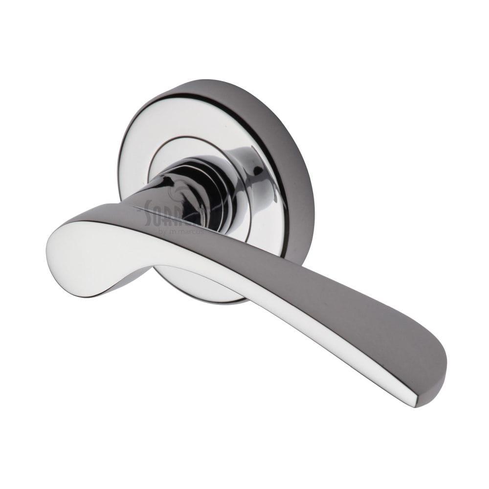 Sorrento Door Furniture Polished Chrome / Round Rose Sorrento - Door Handle Lever Latch on Round Rose Arcadia Design Polished Chrome Fini