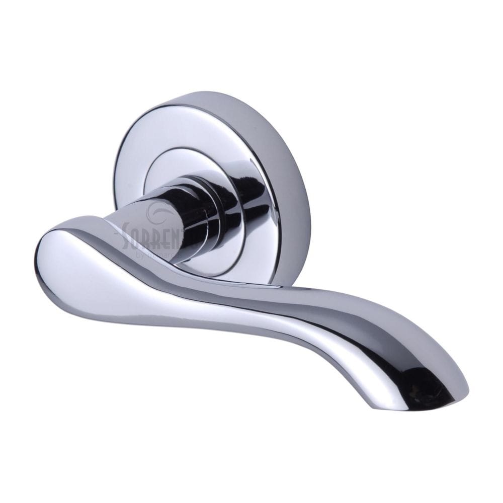 Sorrento Door Furniture Polished Chrome / Round Rose Sorrento - Door Handle Lever Latch on Round Rose Aurora Design Polished Chrome Finis