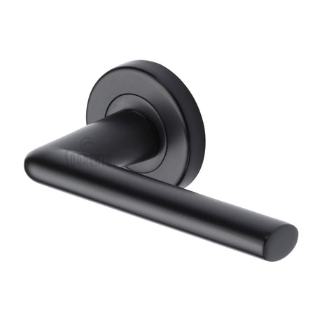 Sorrento Door Furniture Matt Black / Round Rose Sorrento - Door Handle Lever Latch on Round Rose Lena Design Matt Black Finish