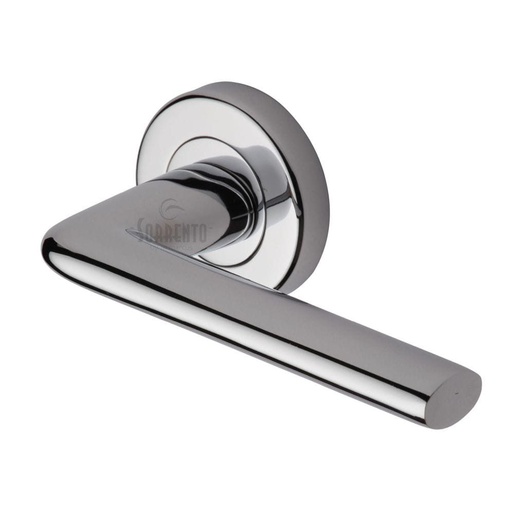 Sorrento Door Furniture Polished Chrome / Round Rose Sorrento - Door Handle Lever Latch on Round Rose Lena Design Polished Chrome Finish