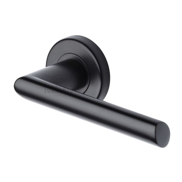 Sorrento Door Furniture Matt Black / Round Rose Sorrento - Door Handle Lever Latch on Round Rose Mercury Design Matt Black Finis