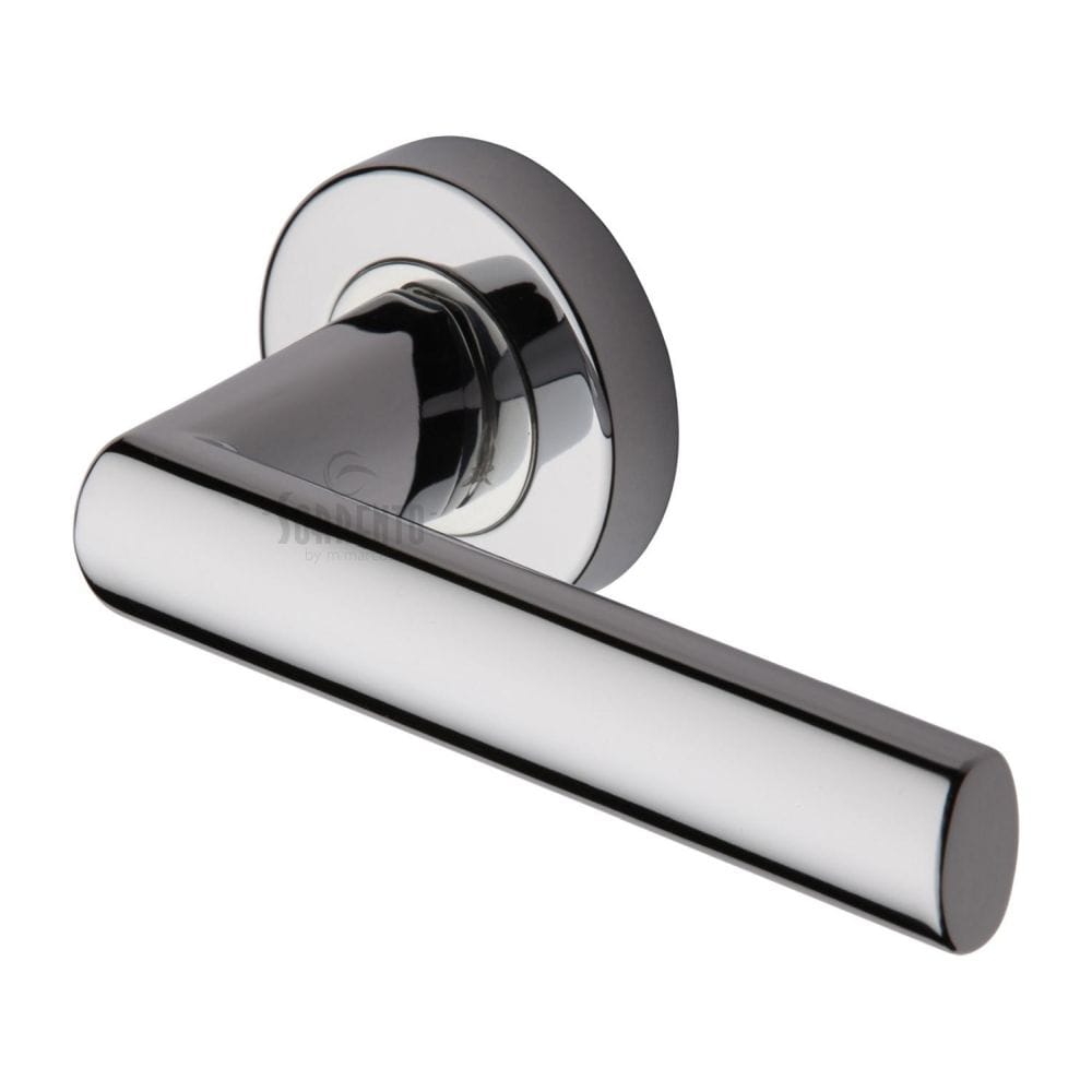 Sorrento Door Furniture Polished Chrome / Round Rose Sorrento - Door Handle Lever Latch on Round Rose Milan Design Polished Chrome Finish