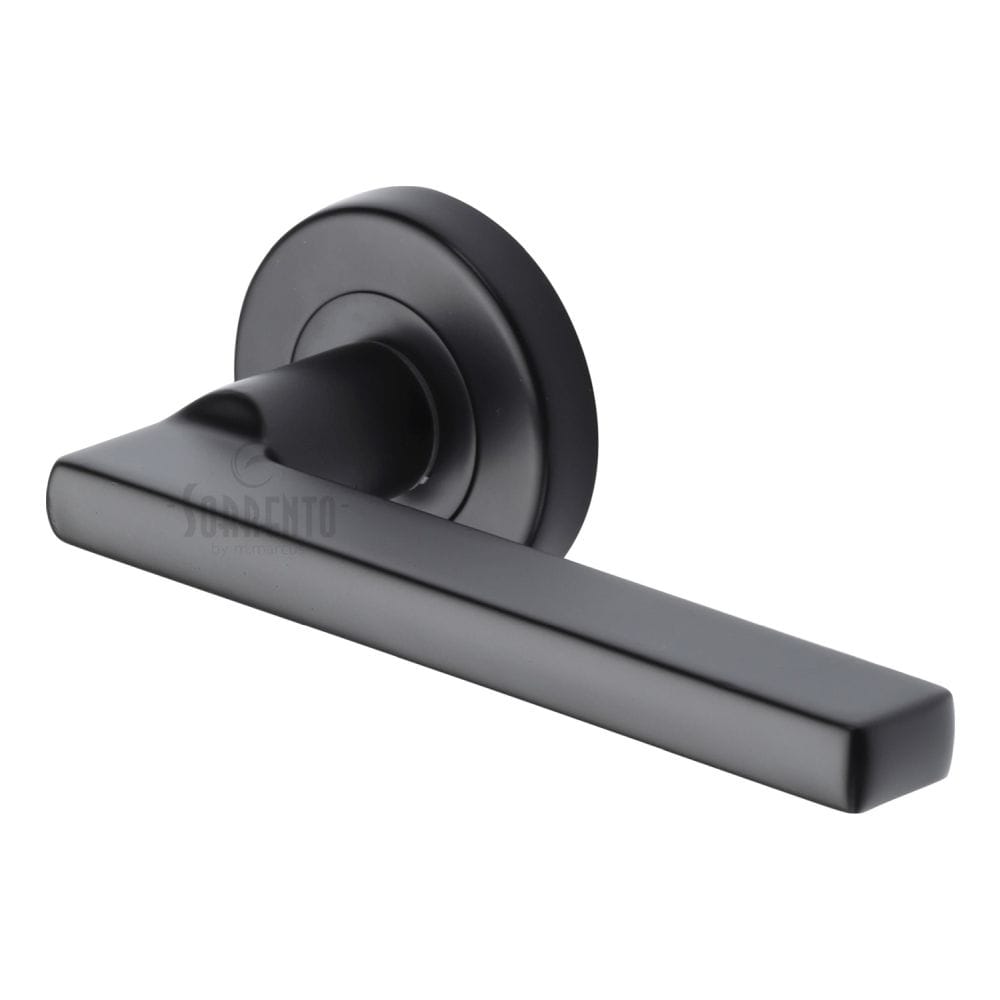Sorrento Door Furniture Matt Black / Round Rose Sorrento - Door Handle Lever Latch Vector Design Matt Black Finish