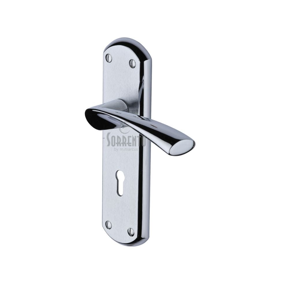 Sorrento Door Furniture Apollo Dual Finish,Satin Chrome/Polished Chrome / Std. Lock Handles Sorrento - Door Handle Lever Lock Atlanta Design Apollo Finish