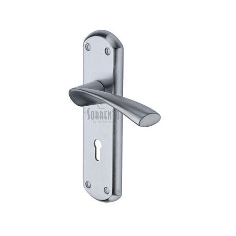 Sorrento Door Furniture Satin Chrome / Std. Lock Handles Sorrento - Door Handle Lever Lock Atlanta Design Satin Chrome Finish