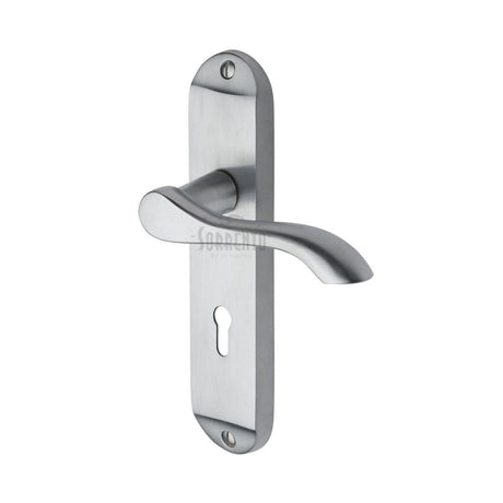 Sorrento Door Furniture Satin Chrome / Std. Lock Handles Sorrento - Door Handle Lever Lock Aurora Design Satin Chrome Finish