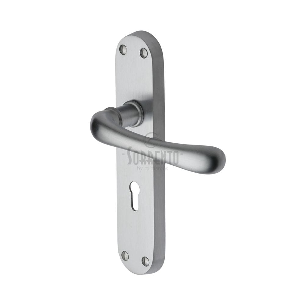 Sorrento Door Furniture Satin Chrome / Std. Lock Handles Sorrento - Door Handle Lever Lock Donna Design Satin Chrome Finish