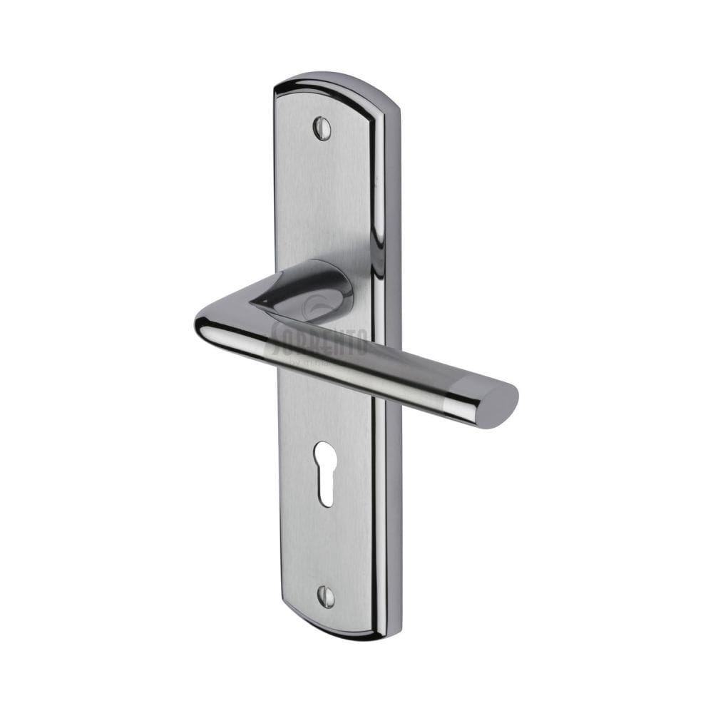 Sorrento Door Furniture Apollo Dual Finish,Satin Chrome/Polished Chrome / Std. Lock Handles Sorrento - Door Handle Lever Lock Lena Design Apollo Finish