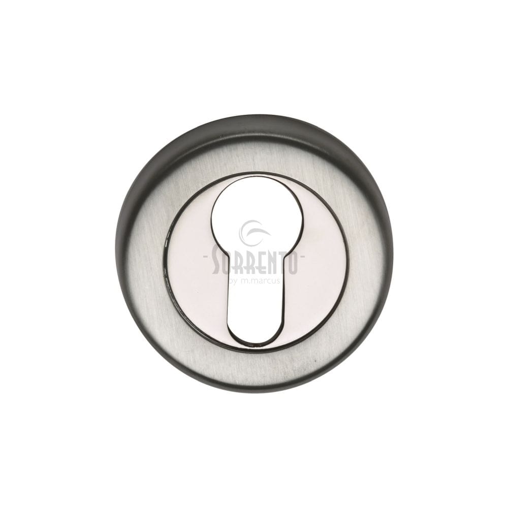 Sorrento Door Furniture Apollo Dual Finish,Satin Chrome/Polished Chrome / Euro Profile Escutcheons Sorrento - Euro Profile Cylinder Escutcheon Apollo Finish