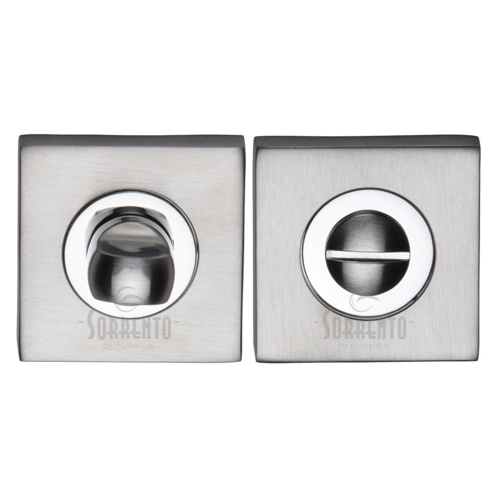 Sorrento Door Furniture Apollo Dual Finish,Satin Chrome/Polished Chrome / No Sorrento - Square Thumbturn & Emergency Release Apollo Finish