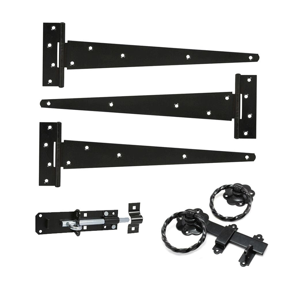 Spira Brass Door Furniture N/A / Black / Door Hardware Kit Spira Brass - 12" 300mm Twist Ring Gate Ironmongery Kit Black