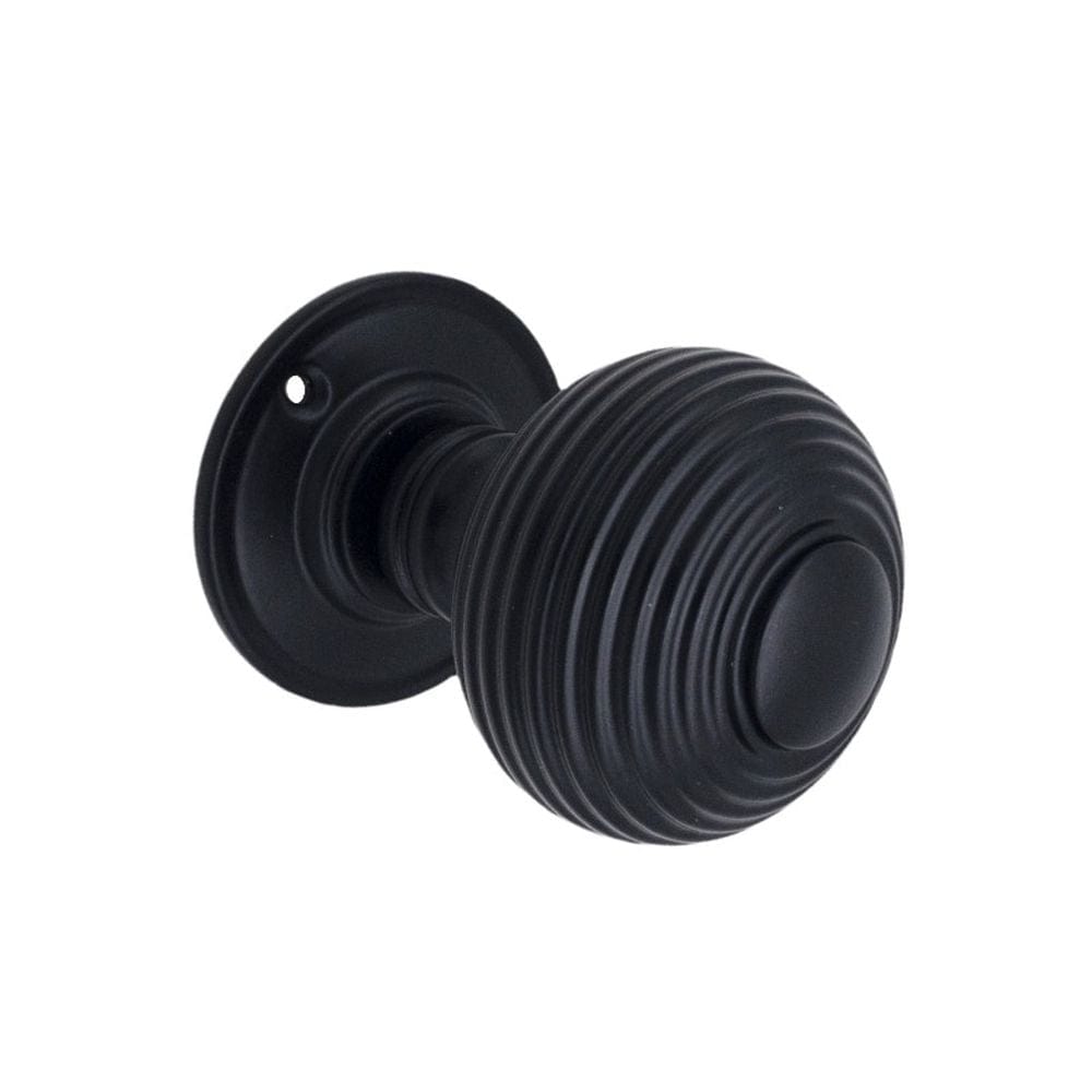 Spira Brass Door Furniture N/A / Matt Black / Mortice Knobs Spira Brass - Beehive Large 60mm Mortice Door Knob Matt Black