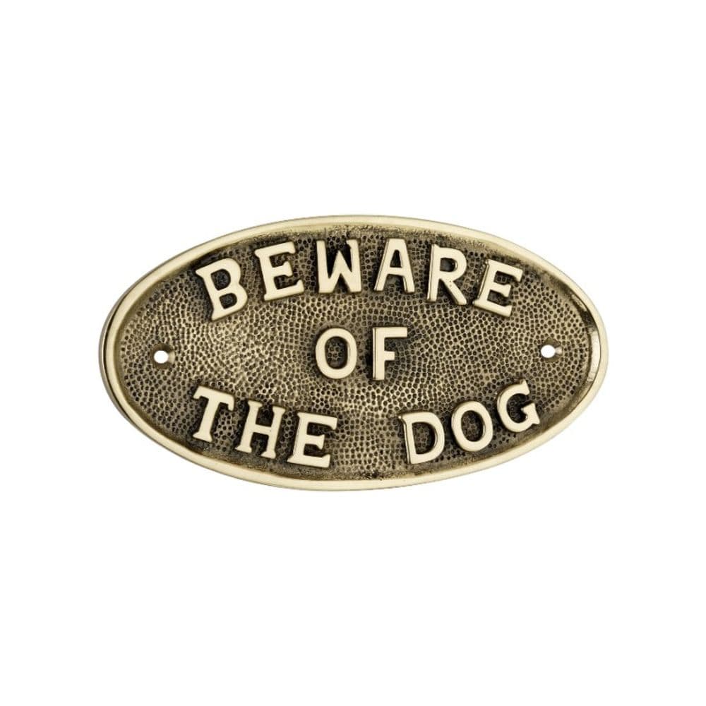 Spira Brass Door Furniture N/A / Polished Brass / Signs Spira Brass - Beware Of The Dog Door Plate Polished Brass