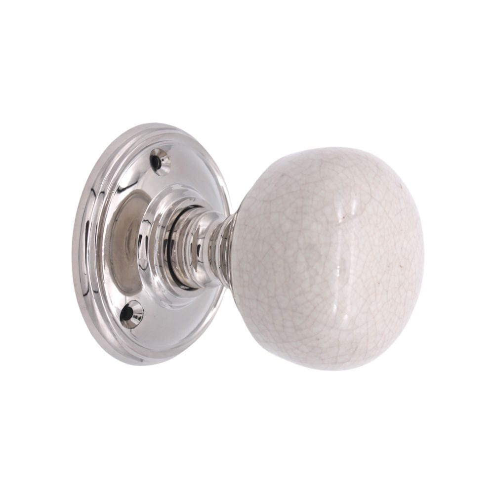 Spira Brass Door Furniture N/A / Polished Nickel / Mortice Knobs Spira Brass - Crackled Porcelain Mortice Door Knob Polished Nickel