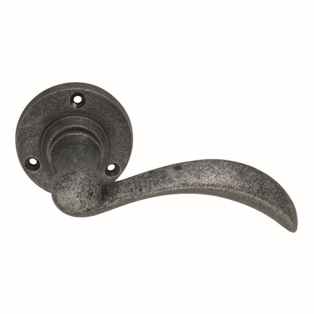 Spira Brass Door Furniture N/A / Pewter / Door Handles on Rose Spira Brass - Curved Lever on Round Rose Pewter