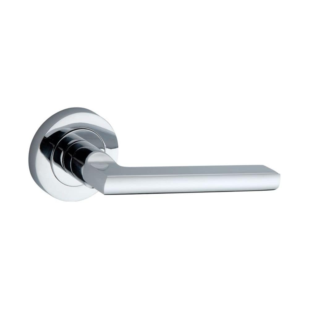 Spira Brass Door Furniture N/A / Polished Chrome / Door Handles on Rose Spira Brass - Drox Lever Door Handle Polished Chrome