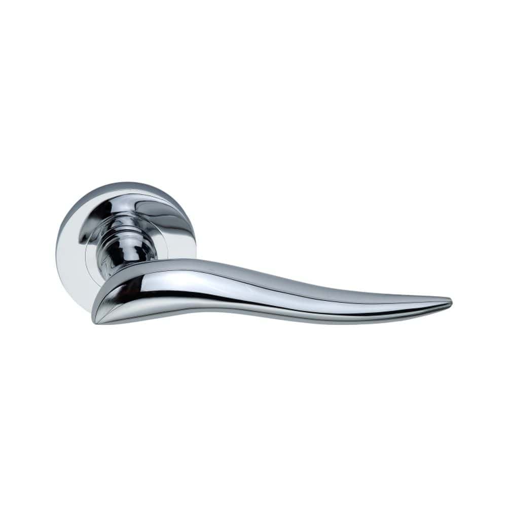 Spira Brass Door Furniture N/A / Polished Chrome / Door Handles on Rose Spira Brass - Flavia Lever Door Handle Polished Chrome
