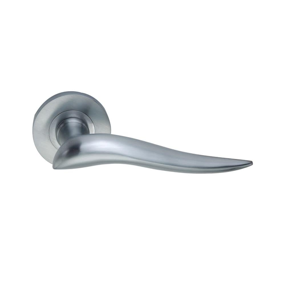 Spira Brass Door Furniture N/A / Satin Chrome / Door Handles on Rose Spira Brass - Flavia Lever Door Handle Satin Chrome
